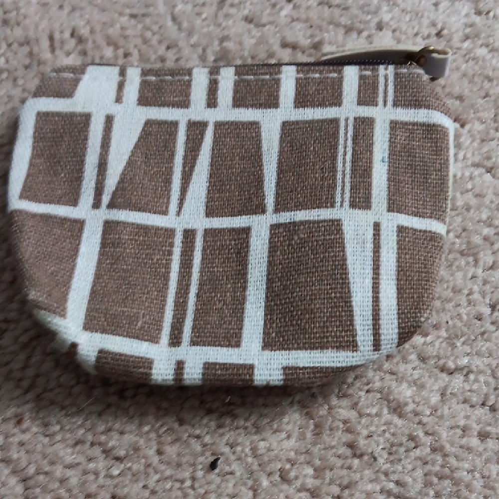 Brown and White Geometric Coin Purse